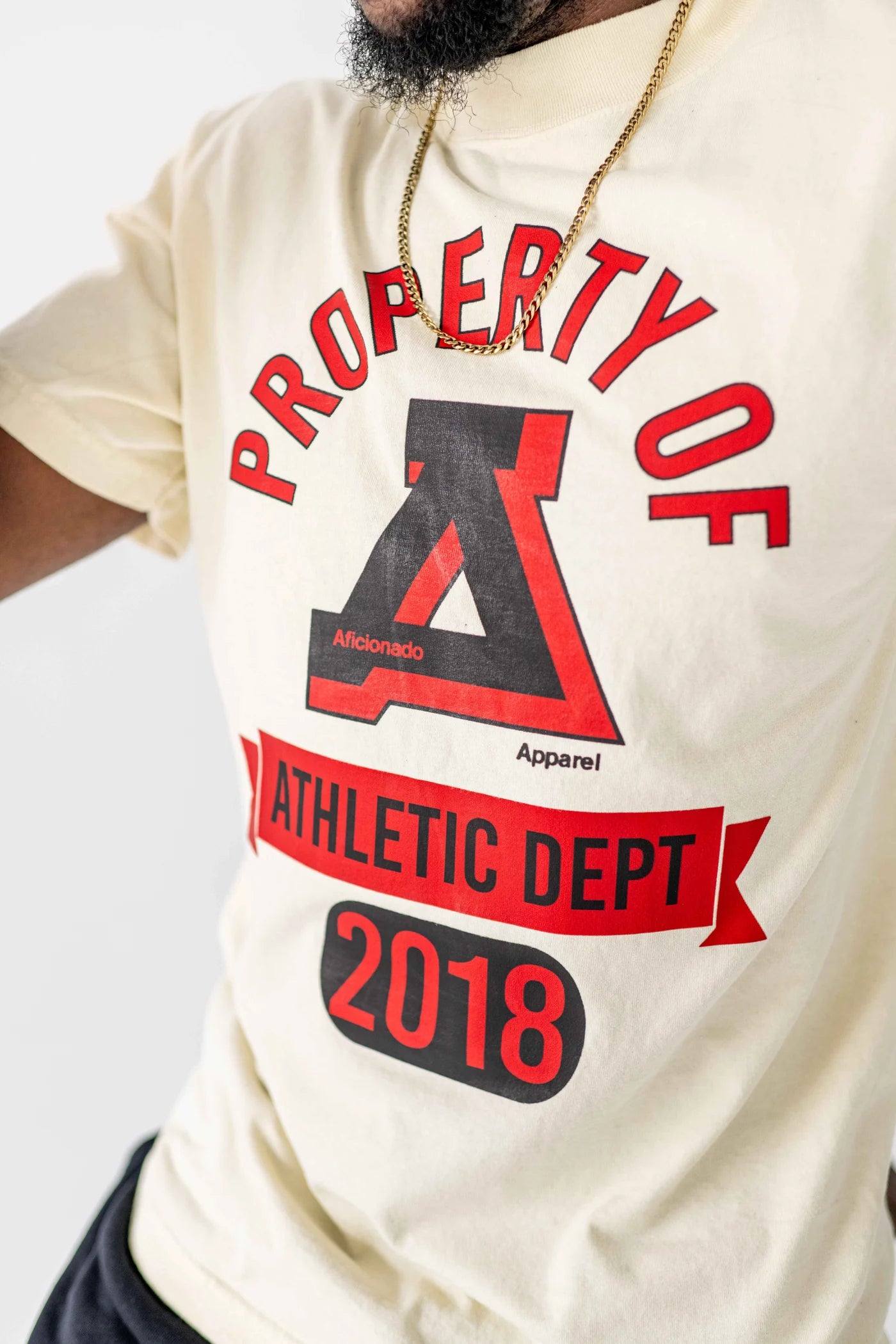 RED AND BLACK ATHLETIC DEPT. GRAPHIC T